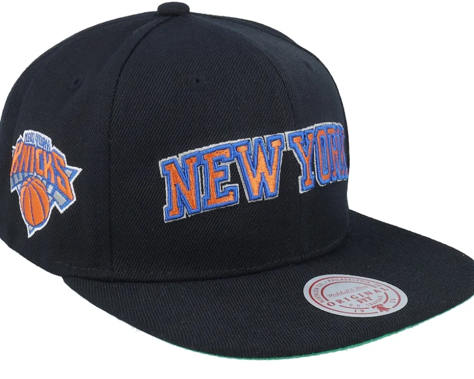 New York Knicks Triple Play Black Snapback - Mitchell & Ness