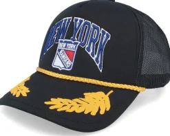 New York Rangers Gold Leaf Hwc Black Trucker - Mitchell & Ness