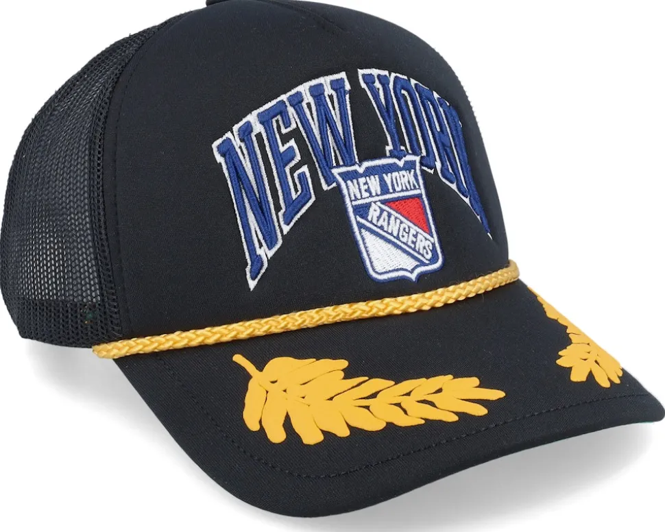 New York Rangers Gold Leaf Hwc Black Trucker - Mitchell & Ness