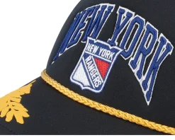 New York Rangers Gold Leaf Hwc Black Trucker - Mitchell & Ness