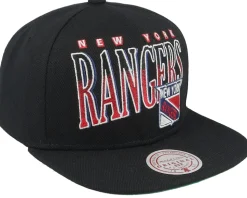 New York Rangers Line Work Vintage Black Snapback - Mitchell & Ness