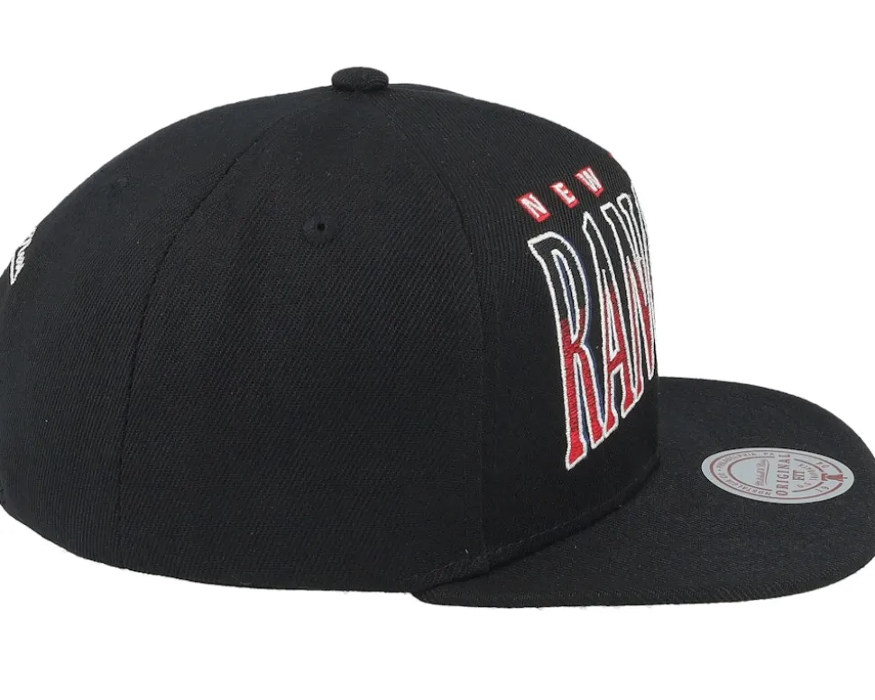 New York Rangers Line Work Vintage Black Snapback - Mitchell & Ness