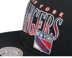 New York Rangers Line Work Vintage Black Snapback - Mitchell & Ness