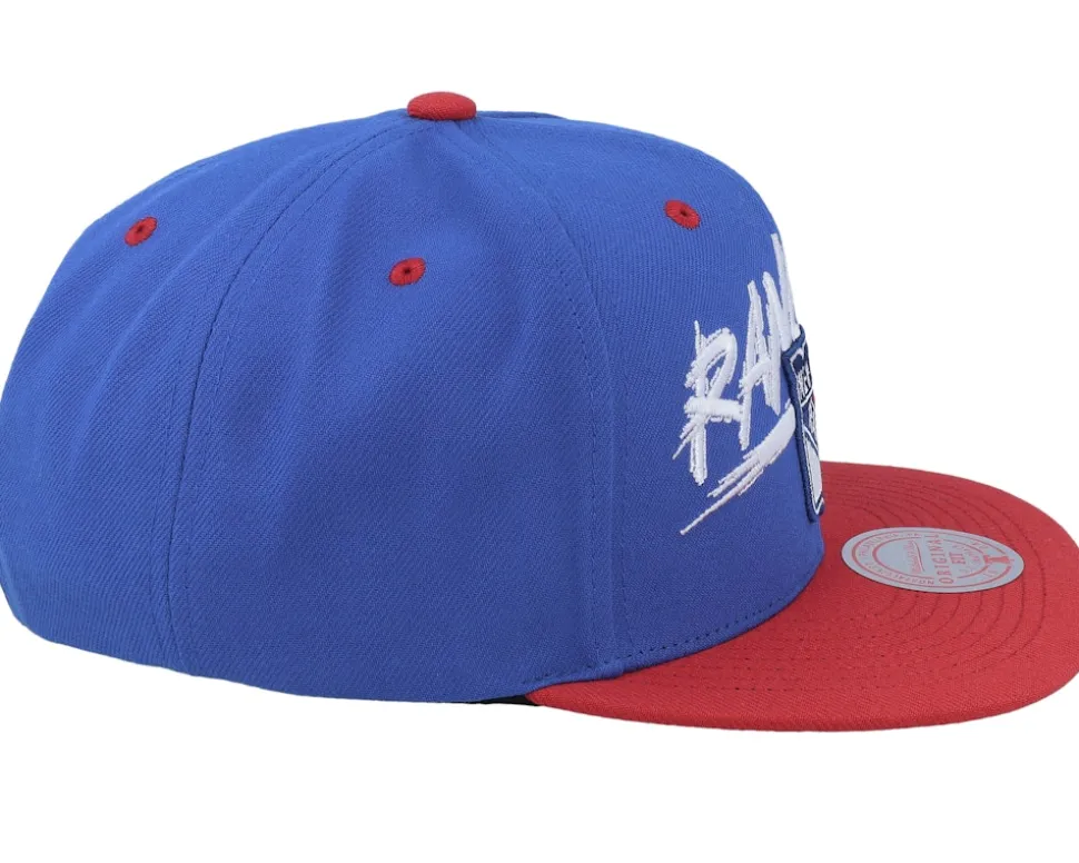 New York Rangers Transcript Royal/Red Snapback - Mitchell & Ness