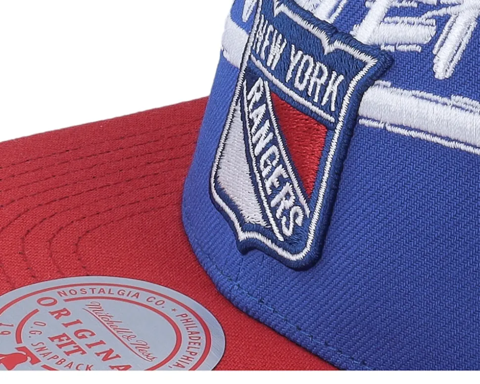 New York Rangers Transcript Royal/Red Snapback - Mitchell & Ness