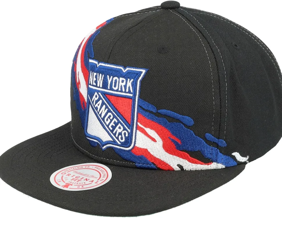 New York Rangers Vintage Paintbrush Black Snapback - Mitchell & Ness