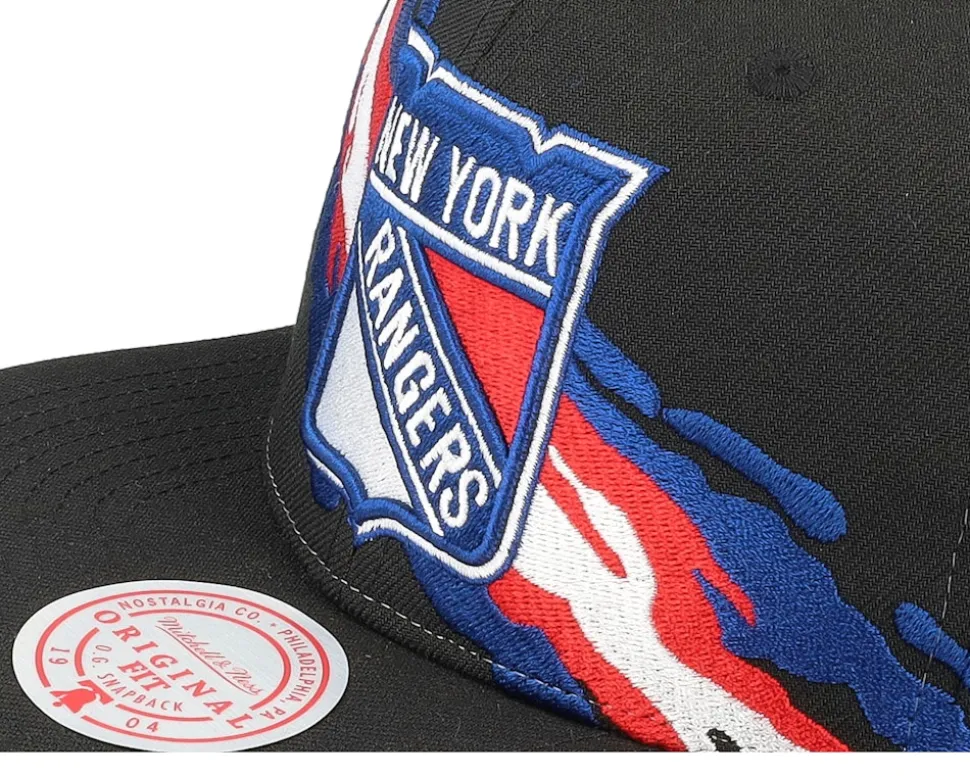 New York Rangers Vintage Paintbrush Black Snapback - Mitchell & Ness