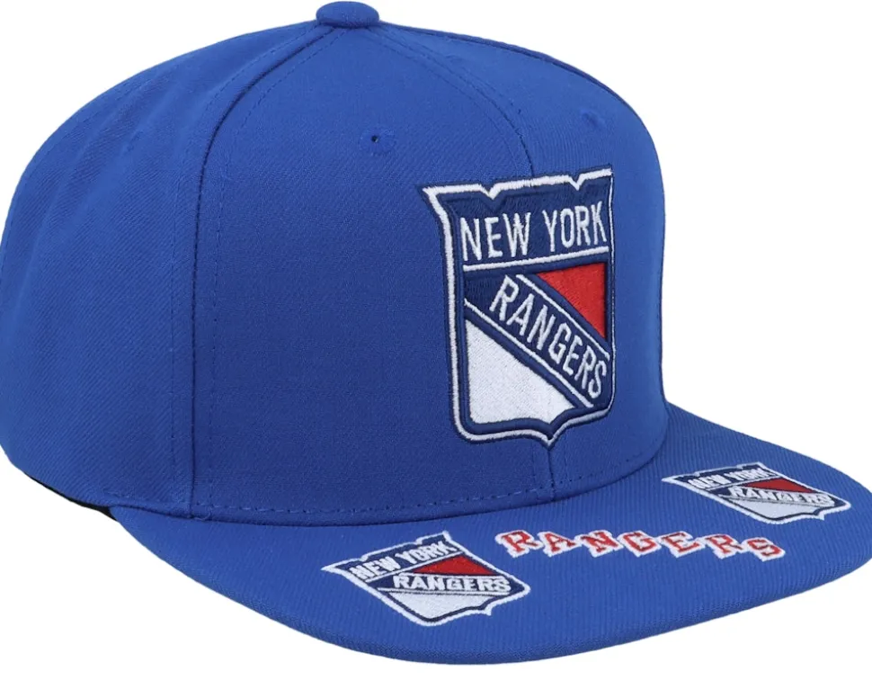 New York Rangers Vintage Hat Trick Blue Snapback - Mitchell & Ness