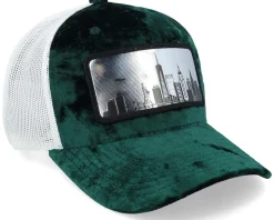 New York Silver Patch Velvet Green/Ivory A-Frame Trucker - Calza Pennello
