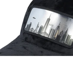 New York Silver Patch Velvet Black A-Frame Trucker - Calza Pennello