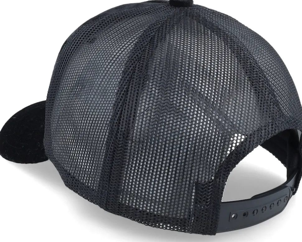 New York Silver Patch Velvet Black A-Frame Trucker - Calza Pennello