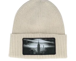 New York Skyscraper Beanie Oatmeal Oversized Cuff - Calza Pennello