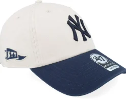 New York Yankees MLB Stand 47 Clean Up Bone/Navy Dad Cap - 47 Brand