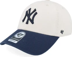 New York Yankees MLB Stand 47 Clean Up Bone/Navy Dad Cap - 47 Brand