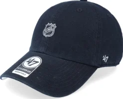 NHL Current Shield Logo Base Runner Clean Up Black Dad Cap - 47 Brand