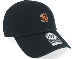NHL Logo Base Runner Clean Up Black Dad Cap - 47 Brand