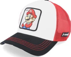 Nintendo Super Mario Bros Mario White/Red/Black Trucker - Capslab