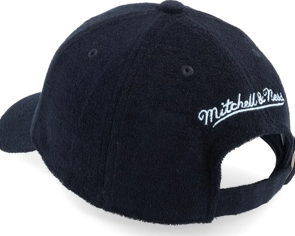 North Carolina Tar Heels Terry Cloth Strapback Black Adjustable - Mitchell & Ness