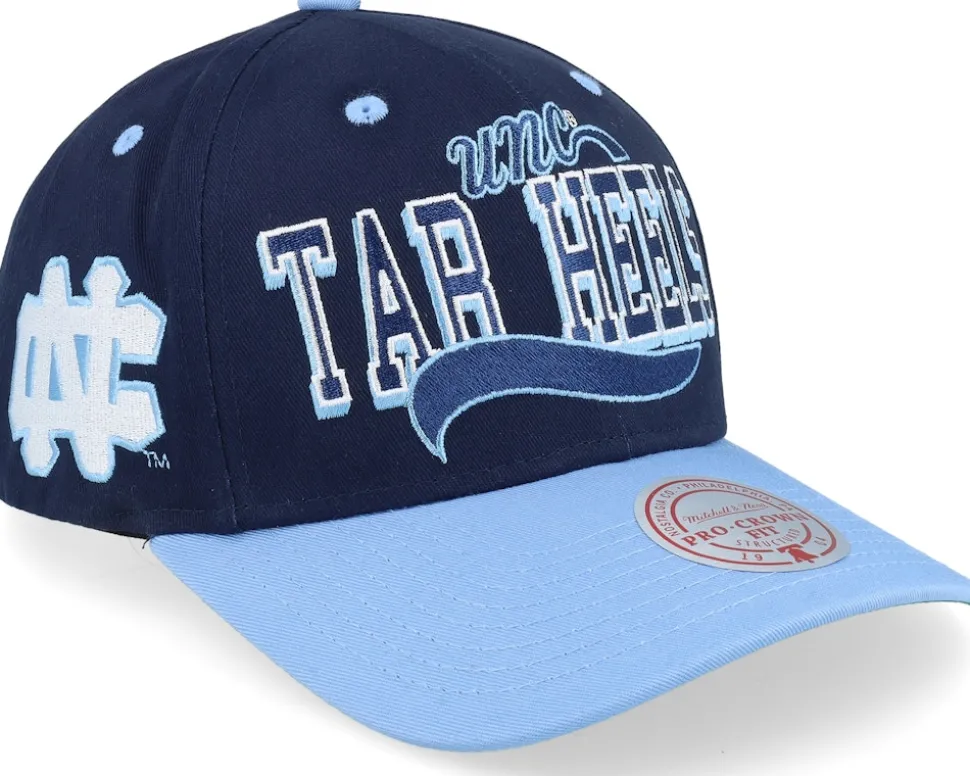 North Carolina Tar Heels Block Sweep Pro Vintage Navy/Light Blue Adjustable - Mitchell & Ness