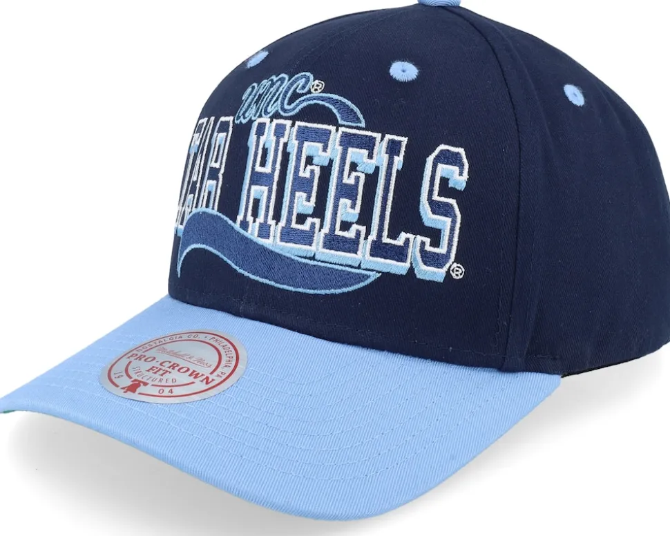 North Carolina Tar Heels Block Sweep Pro Vintage Navy/Light Blue Adjustable - Mitchell & Ness