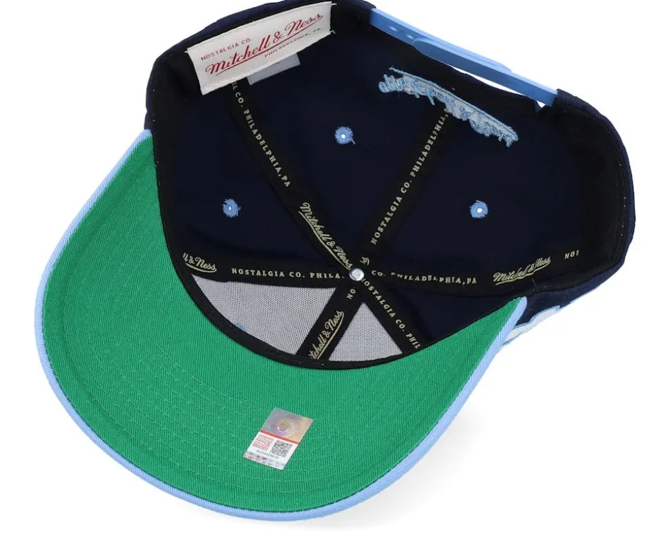 North Carolina Tar Heels Block Sweep Pro Vintage Navy/Light Blue Adjustable - Mitchell & Ness