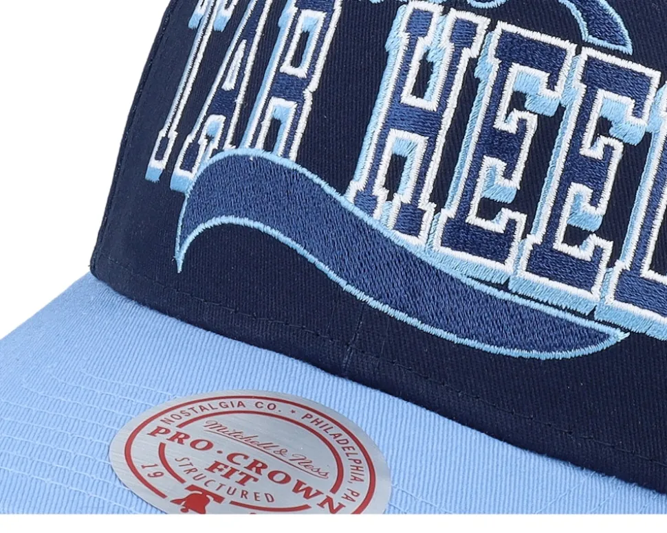North Carolina Tar Heels Block Sweep Pro Vintage Navy/Light Blue Adjustable - Mitchell & Ness