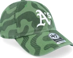 Oakland Athletics Free Form Clean Up Fatigue Green/White Dad Cap - 47 Brand