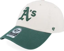 Oakland Athletics MLB Stand 47 Clean Up Bone/Dark Green Dad Cap - 47 Brand
