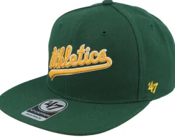 Oakland Athletics No Shot Script Under Captain Dark Green/Yellow Snapback - 47 Brand
