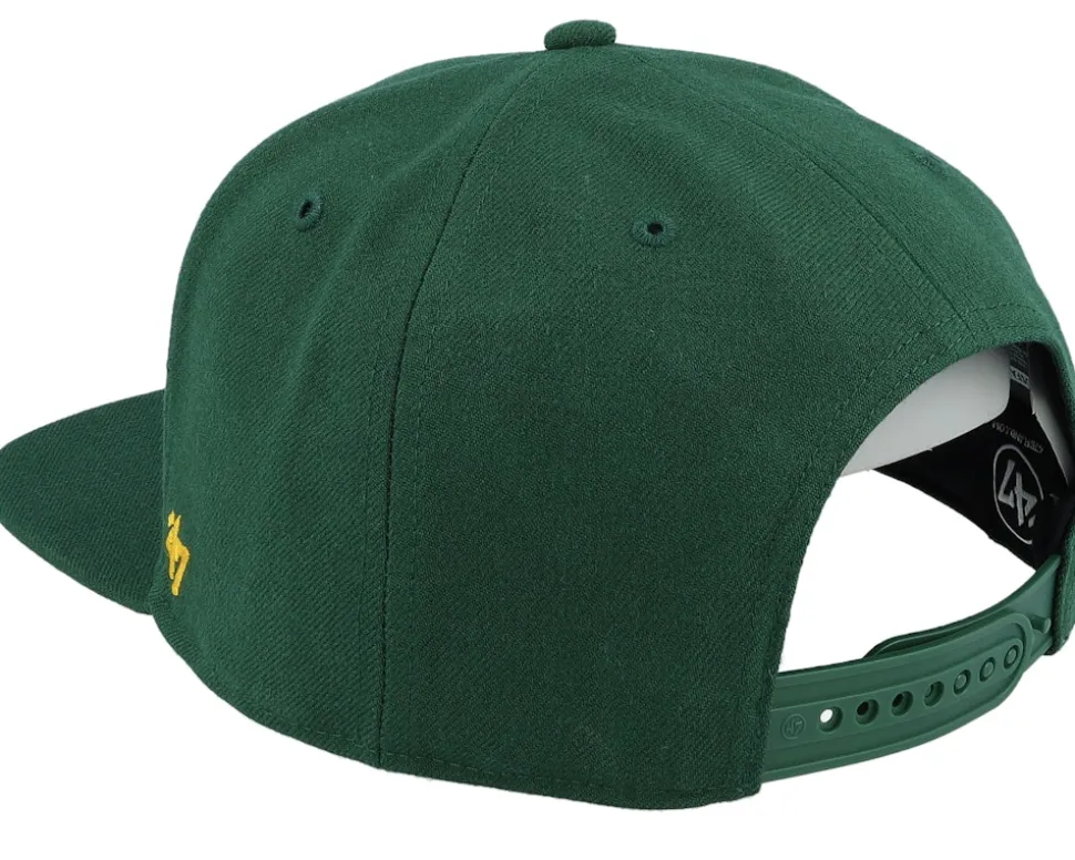 Oakland Athletics No Shot Script Under Captain Dark Green/Yellow Snapback - 47 Brand