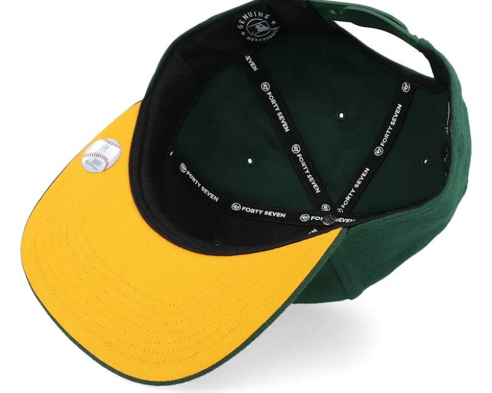 Oakland Athletics No Shot Script Under Captain Dark Green/Yellow Snapback - 47 Brand