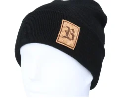 Old English B Patch Black Beanie - Bearded Man