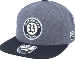 Old English B Patch Charcoal Grey/Black Snapback - Bearded Man