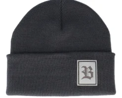 Old English B Patch Graphite Grey Beanie - Bearded Man