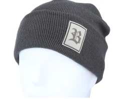 Old English B Patch Graphite Grey Beanie - Bearded Man