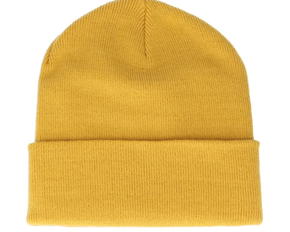 Old English B Patch Mustard Beanie - Bearded Man