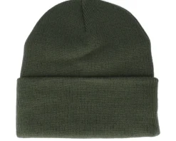 Old English B Patch Olive Green Beanie - Bearded Man