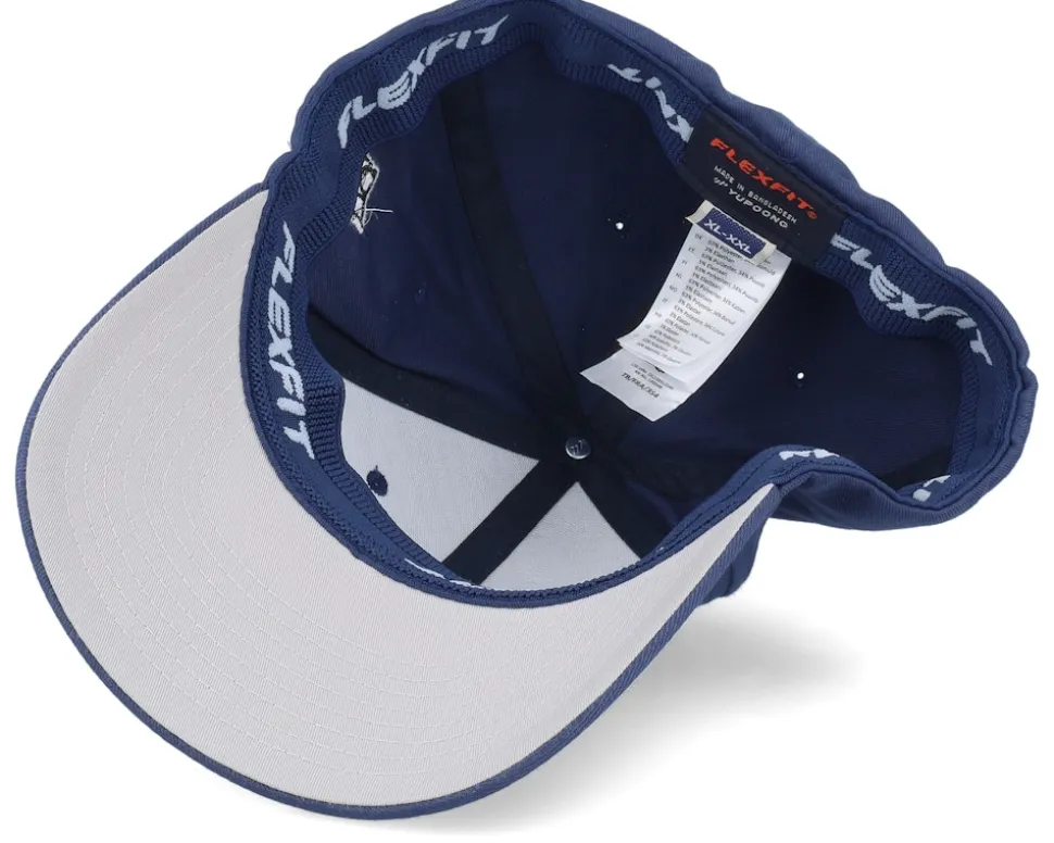 Old English B White On Navy Flexfit - Bearded Man