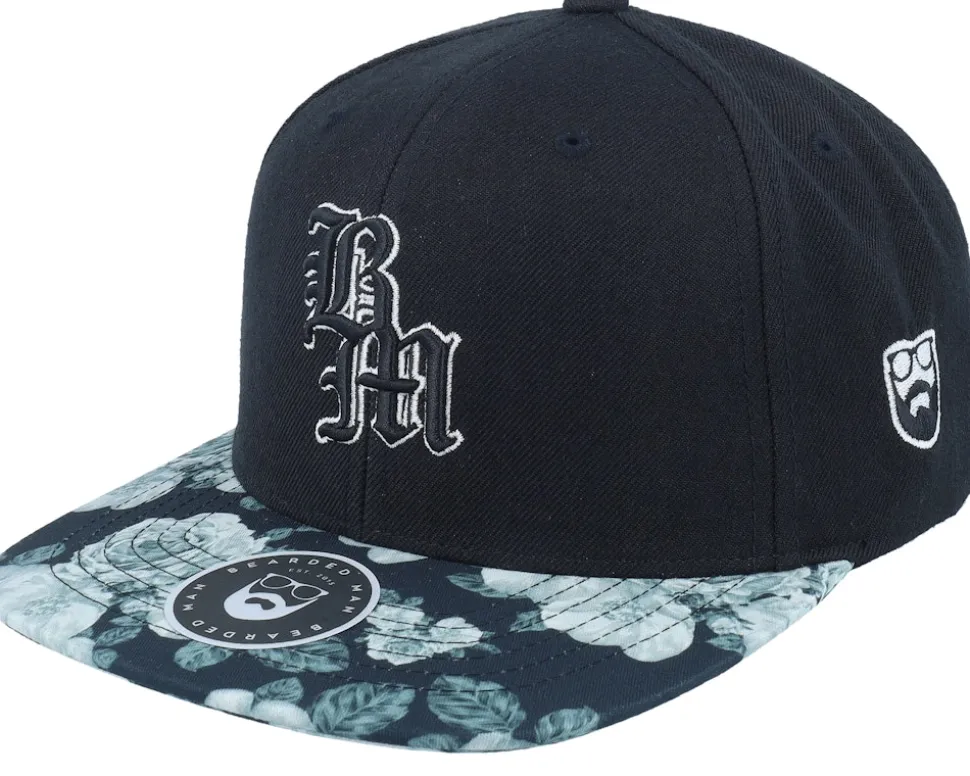 Old English Logo Black/Grey Rose Snapback - Bearded Man