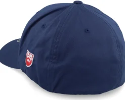 Old English Logo White On Navy Flexfit - Bearded Man