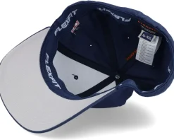 Old English Logo White On Navy Flexfit - Bearded Man