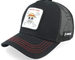 One Piece Straw Hat Crew Black Trucker - Capslab