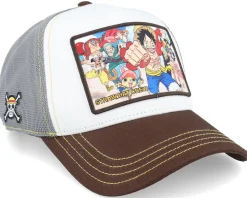 One Piece Straw Hat Crew Grey/White/Black A-Frame Trucker - Capslab