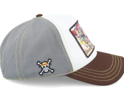 One Piece Straw Hat Crew Grey/White/Black A-Frame Trucker - Capslab