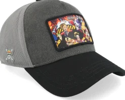One Piece Straw Hat Crew Grey/Black A-Frame Trucker - Capslab