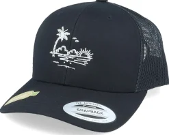 Organic Palm Beach Sunset Black Trucker - Iconic