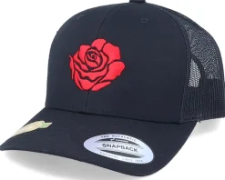 Organic Red Rose Petal Black Trucker - Iconic