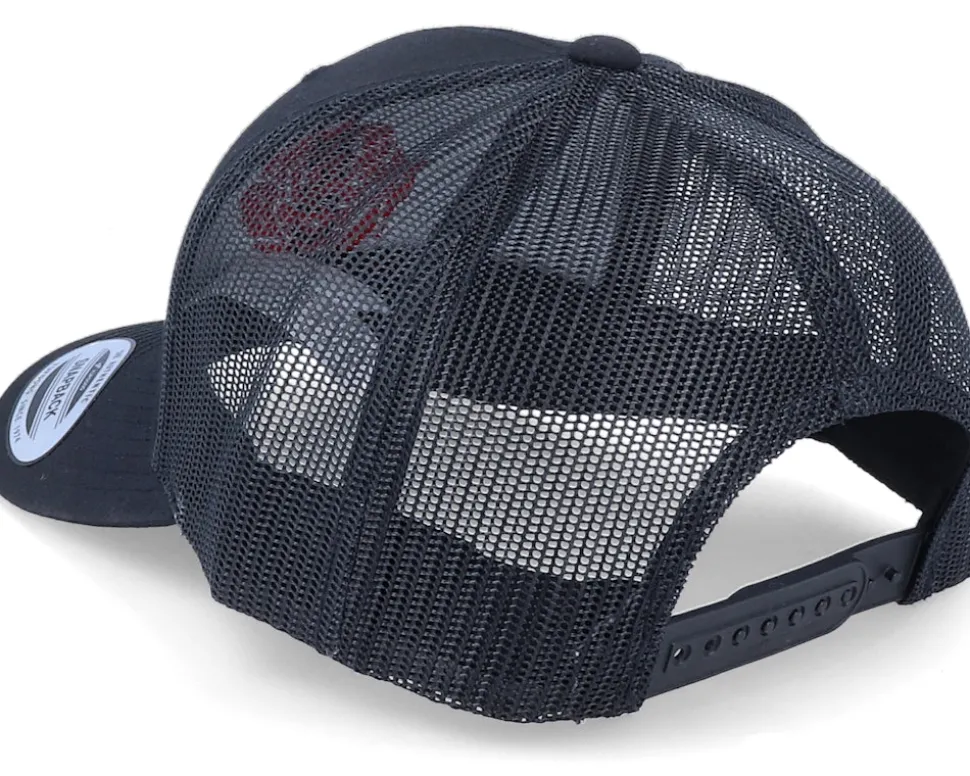 Organic Red Rose Petal Black Trucker - Iconic