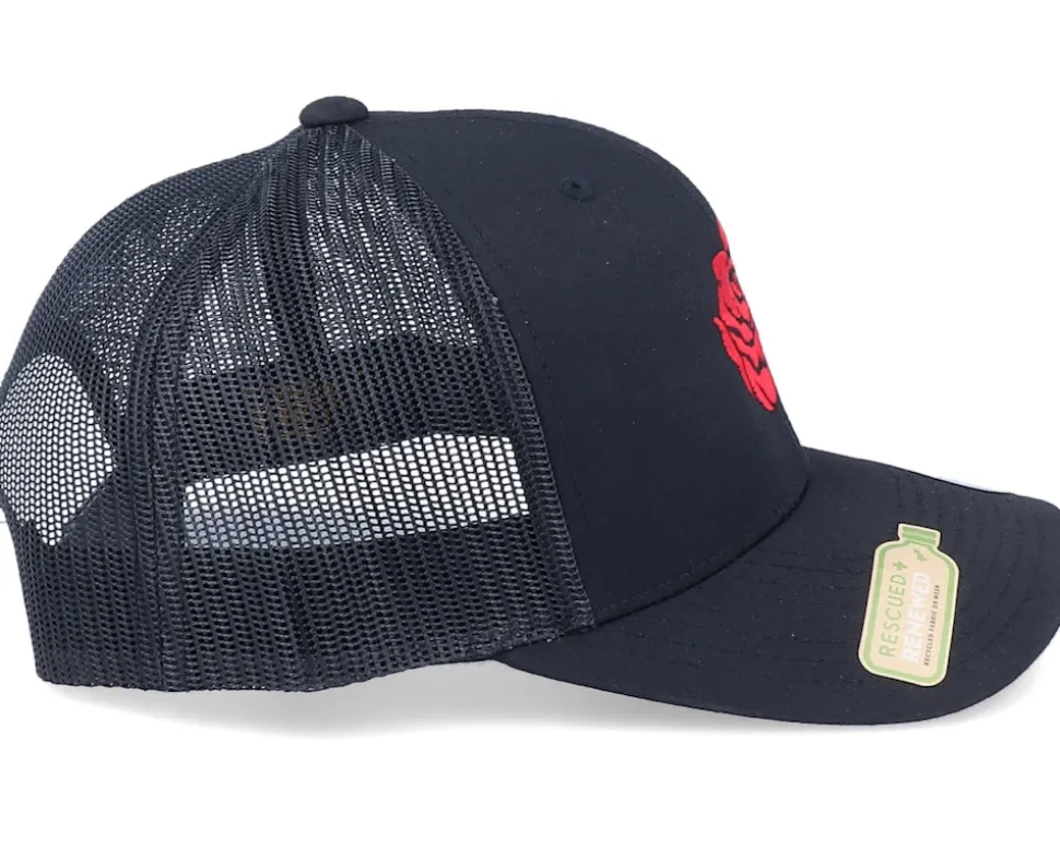Organic Red Rose Petal Black Trucker - Iconic