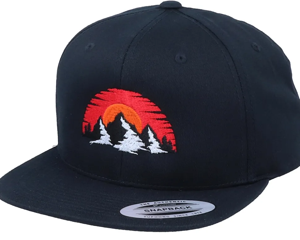 Organic Sunset Mountain Black Snapback - Wild Spirit